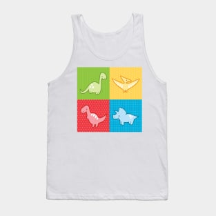 Colorful dinosaurs and pterodactyl cheater quilt Tank Top